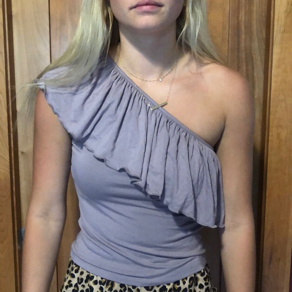 Purple one shoulder tee